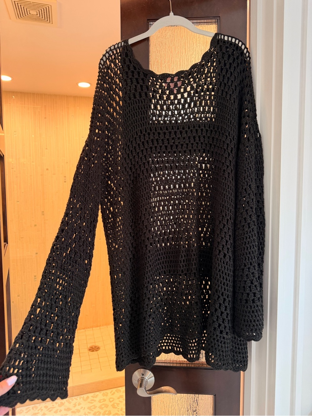 Show Me Your Mumu Black Crochet Knit Beach Cover Up Size L